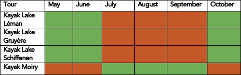 Kayak Calendar